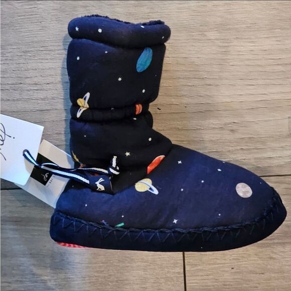 Joules navy blue rocket and planet toddler slipper socks size small 8-9 - Picture 1 of 9
